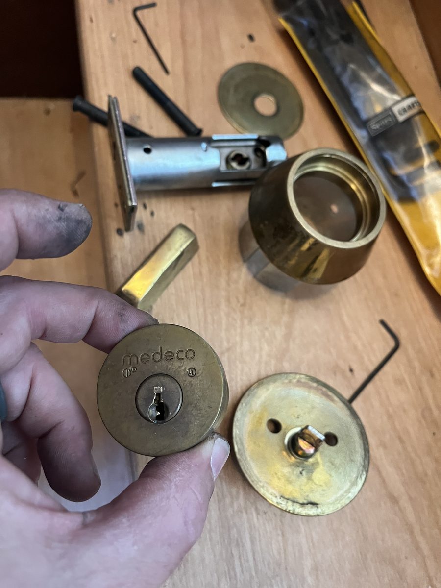 Medeco high security cylinder installation Saint Paul Minneapolis - JAM Custom Carpentry