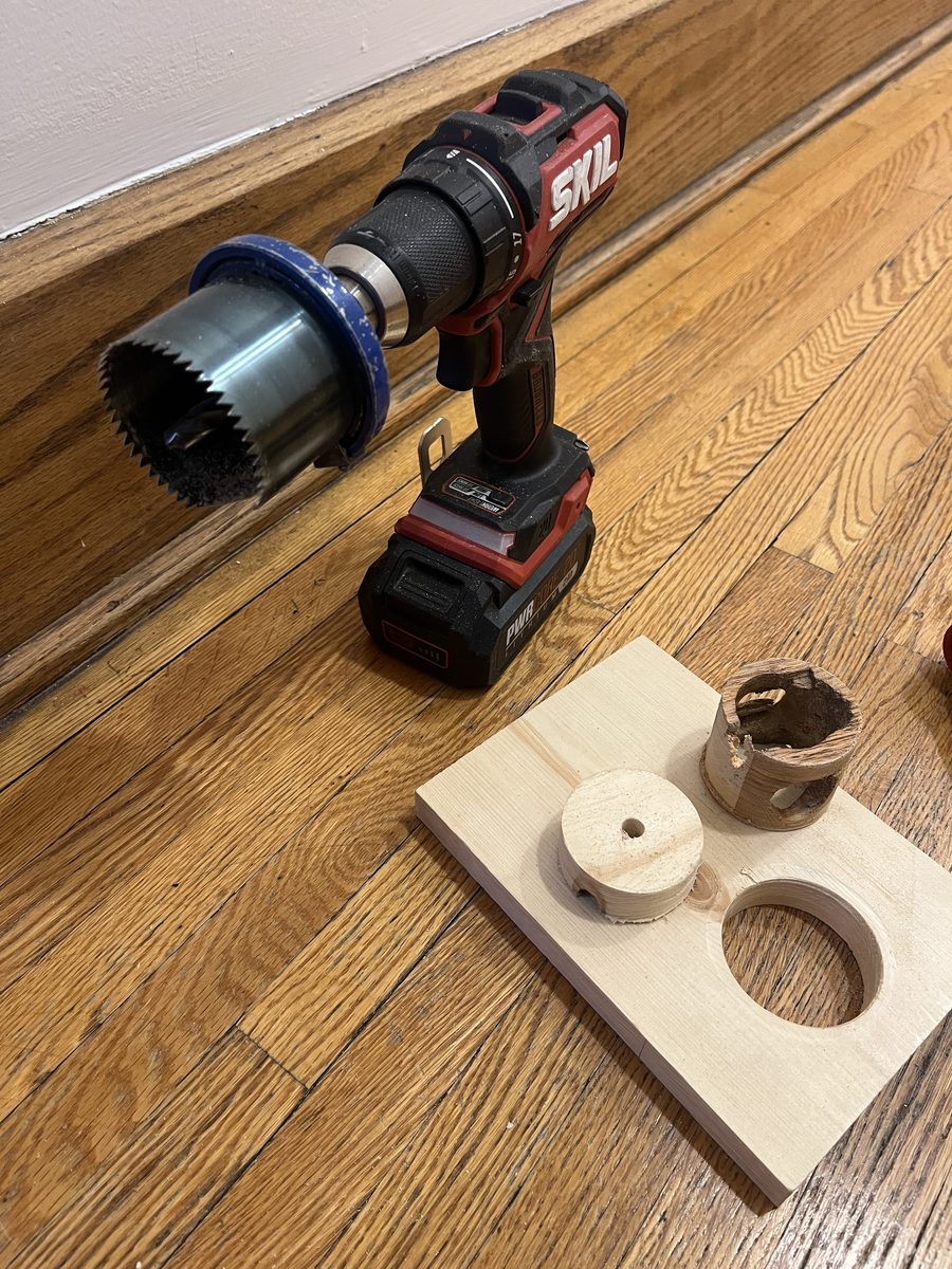 Precision hole saw boring jig door hardware installation Saint Paul Minneapolis - JAM Custom Carpentry